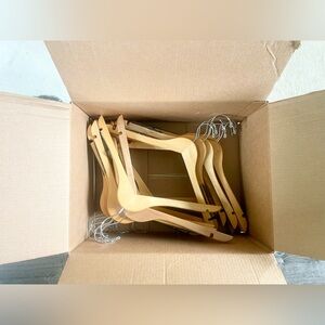 Box of 25 Wooden Clothes Hangers - Natural Brown